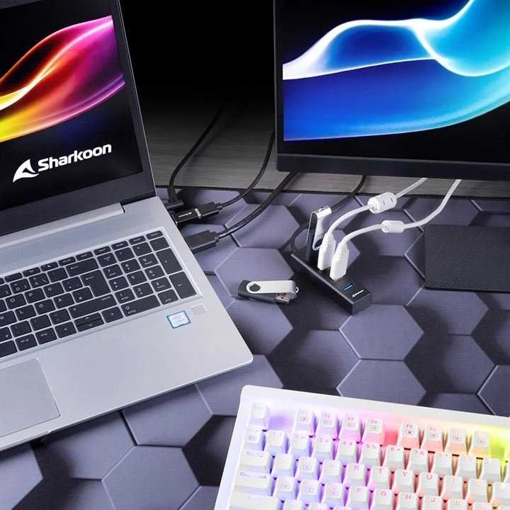 Sharkoon HUB 4X USB 3.2 ALU Juodas/4-PORT USB 3.2 GEN 1