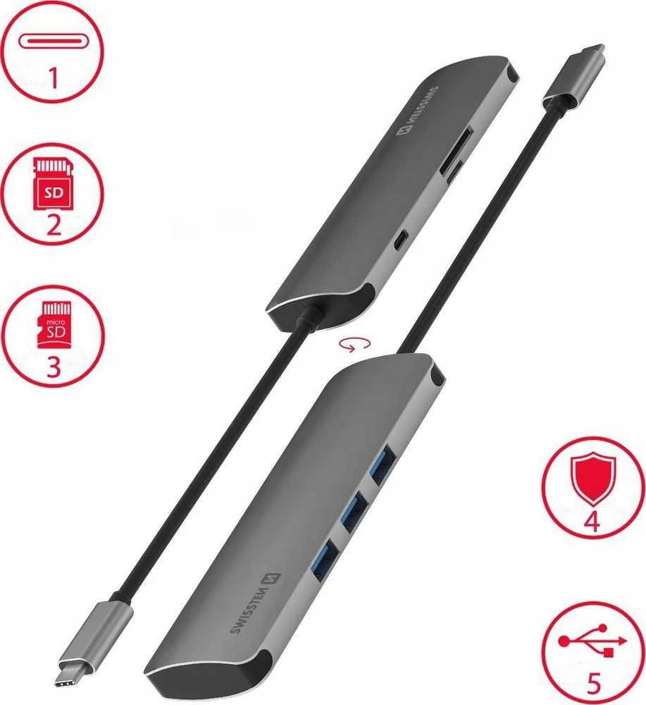 SWISSTEN USB-C HUB 6-IN-1