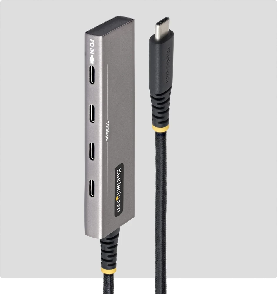 HUB USB StarTech .COM 4-Port USB-C Hub 10Gbps 100W Power Delivery 4x USB-C Ports �berstromschutz PCR-Aliuminio f�r MacBook Dell ThinkPad HP (309B-USBC-HUB)