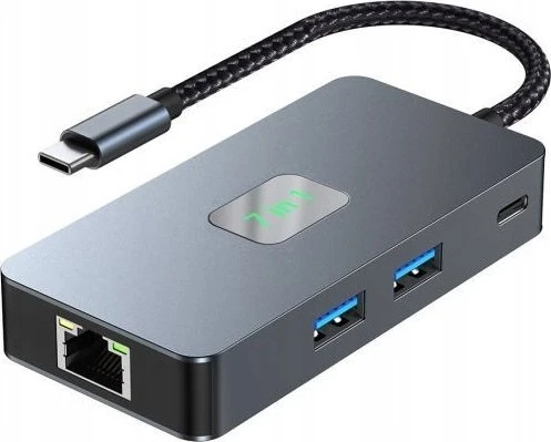 USB-C 7-in-1 adapteris su RJ45 ir dviem USB jungtimis