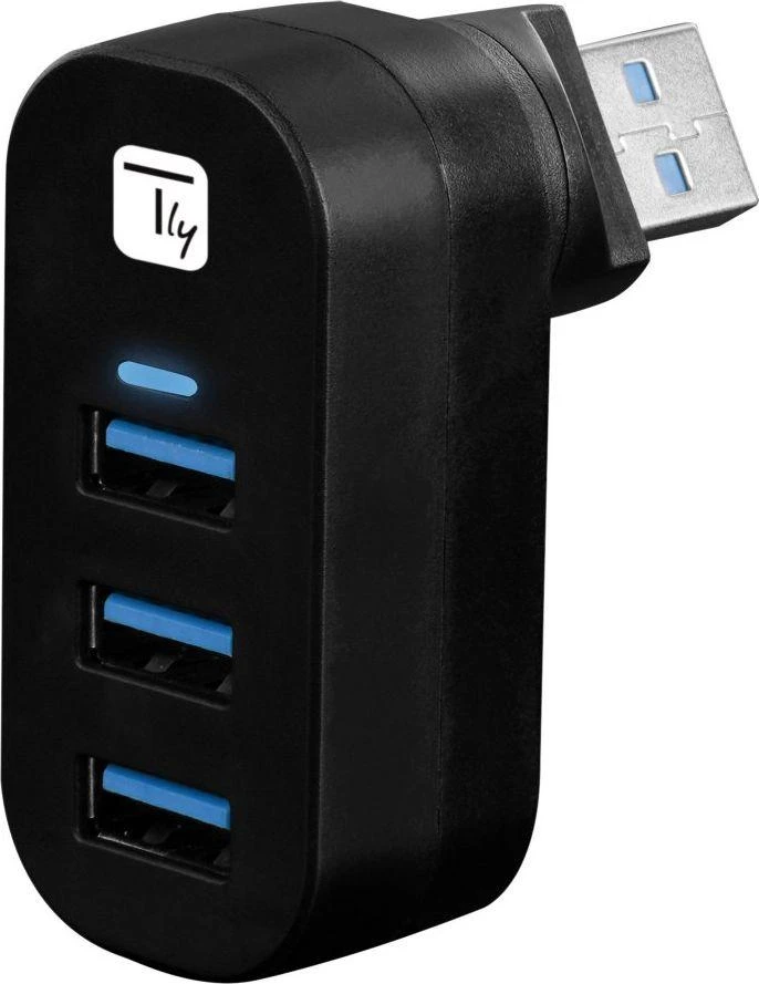 TECHLY Mini Rotating Hub su 3 USB 3.0 prievadais Juodas
