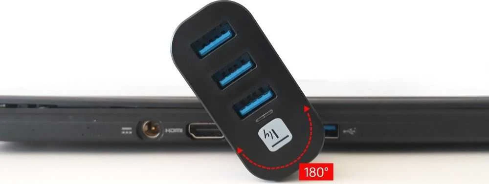 TECHLY Mini Rotating Hub su 3 USB 3.0 prievadais Juodas