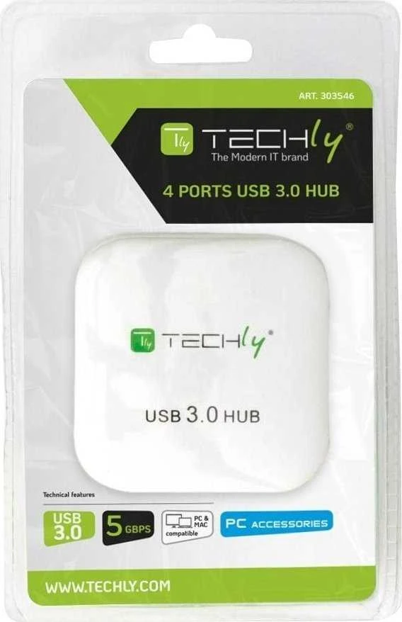 Techly IUSB3-HUB4-WH sąsajos šakotuvas 5000 Mbit/ai Balta