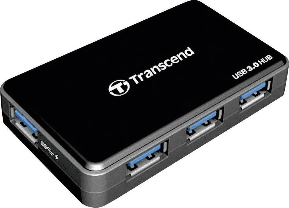 TRANSCEND USB 3.0-Hub su greito įkrovimo lizdu, skirtu oa de iPad Juodas