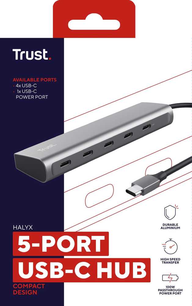 „Trust HALYX“ 5 prievadų USB-C šakotuvas