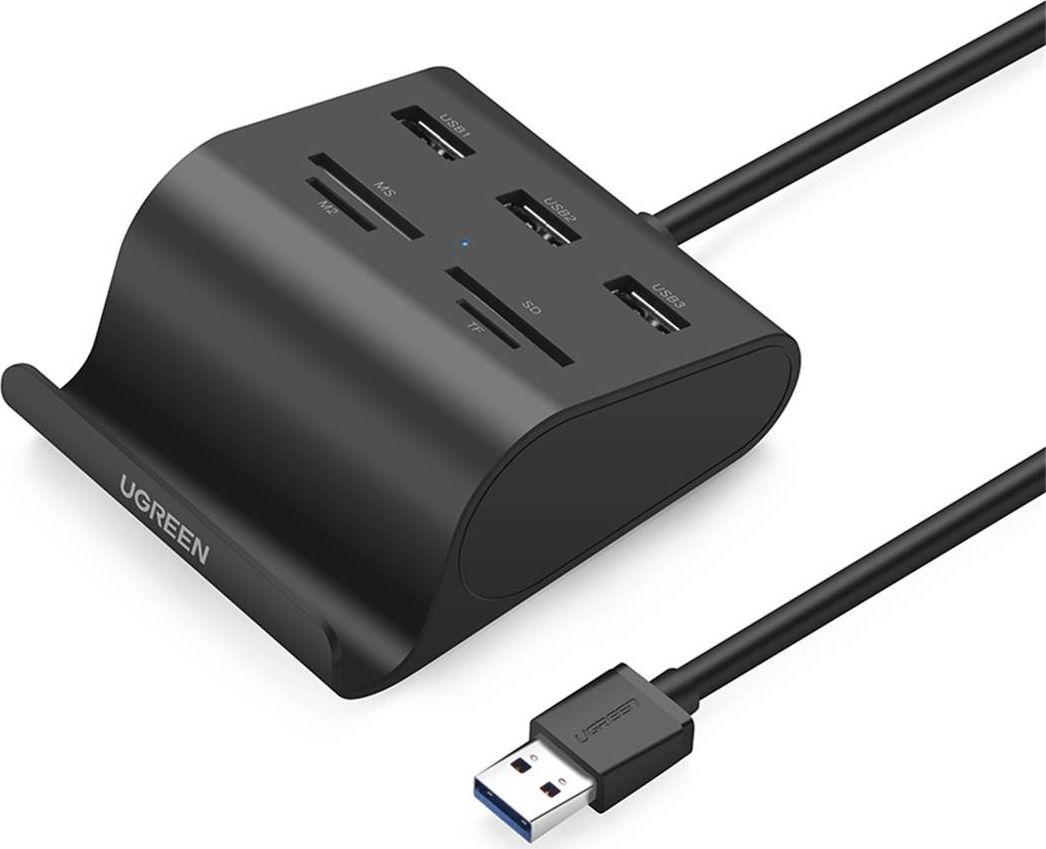 UGREEN US156 5-in-1 adapteris USB - 3xUSB 3.0 ir kortelių skaitytuvas ...