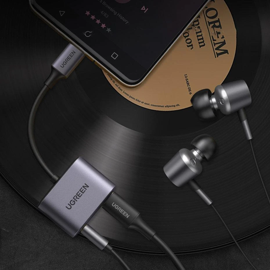 UGREEN CM231 garso adapteris USB-C prie mini lizdo 3.5 mm (pilka)