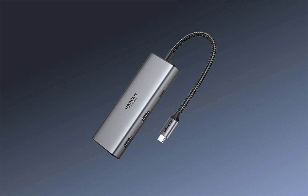 USB-C adapteris / Hub 7v1 Ugreen CM498, 2x HDMI 4K@60Hz, 2x USB, PD 100W