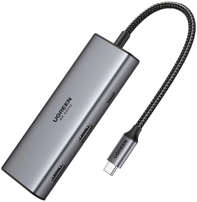 USB-C adapteris / Hub 7v1 Ugreen CM498, 2x HDMI 4K@60Hz, 2x USB, PD 100W