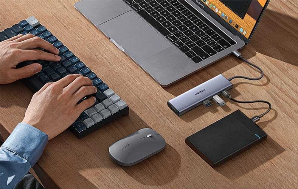 Adapteris Ugreen CM498 USB-C, 2 x USB-A + USB-C + HDMI + SD / TF + PD