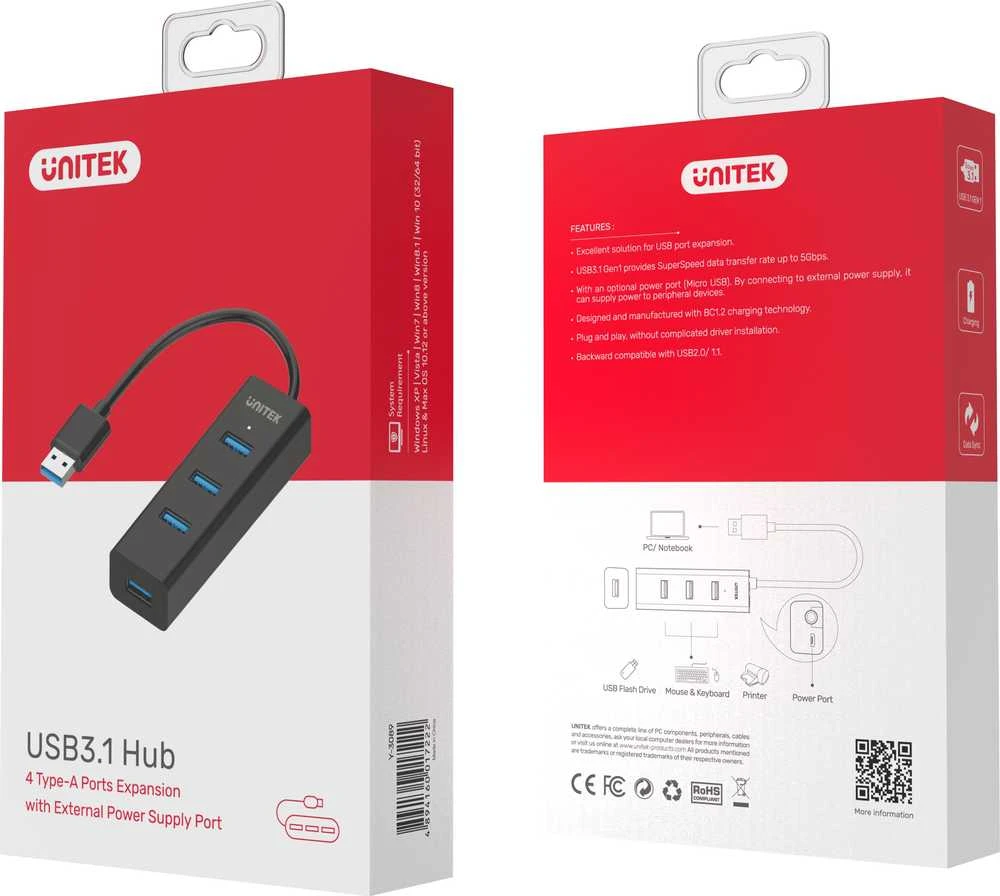 UNITEK Y-3089 Unitek Hub 4x USB 3.0. Y-3089