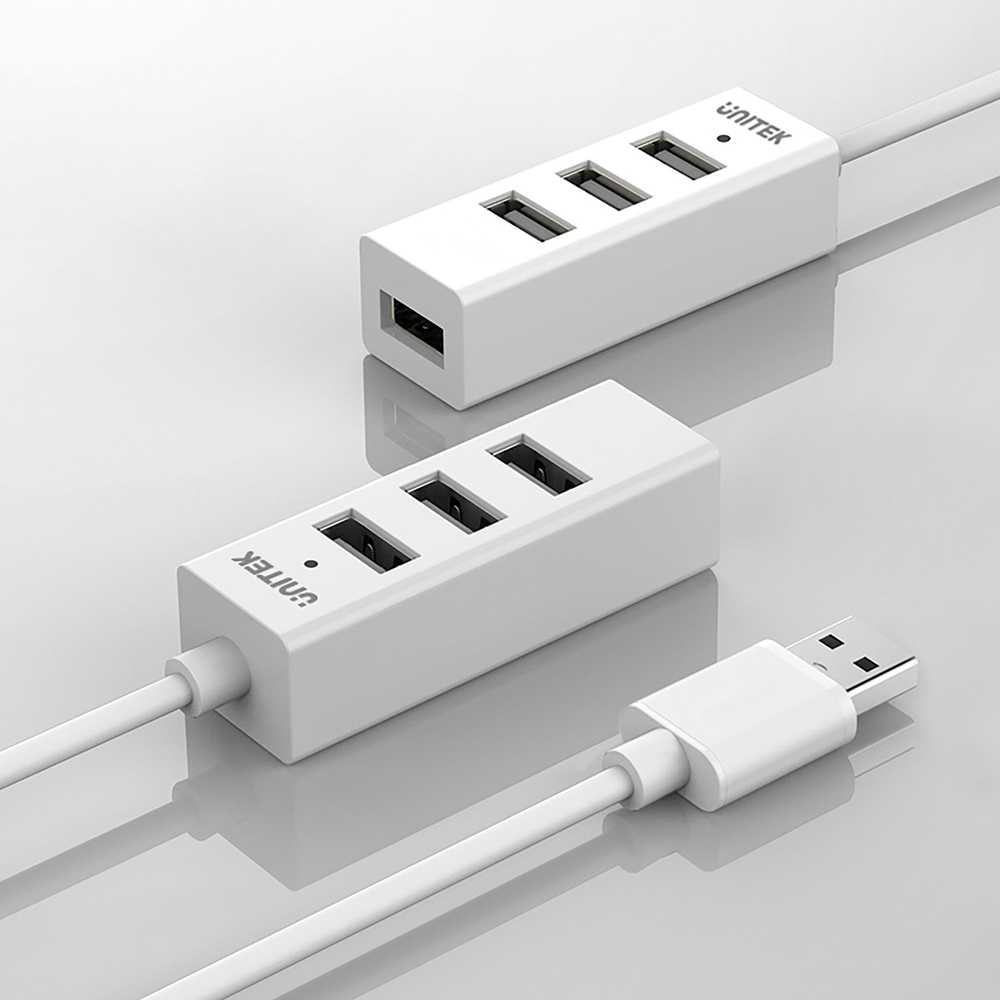 UNITEK Y-2146 Hub 4x USB 2.0. mini baltas Y-2146