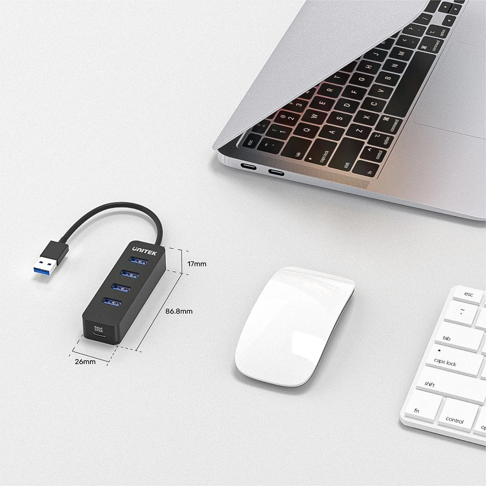 USB Hub - UNITEK H1117A 4-Port USB 3.1 Aktyvus 10W Juodas