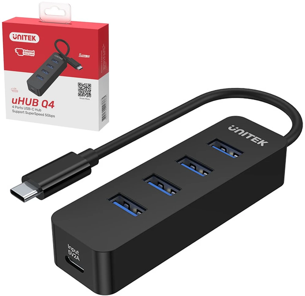 UNITEK HUB USB-C 4XUSB-A 3.1, ACTIVE, 10 W, H1117B