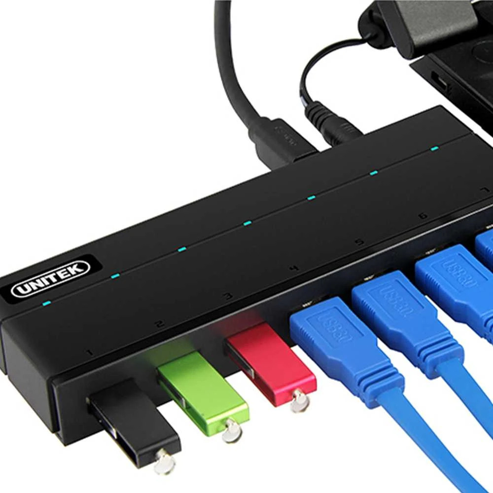 USB Adapteris - Unitek 7x USB 3.2 Gen 1 (3.1 Gen 1) Type-A