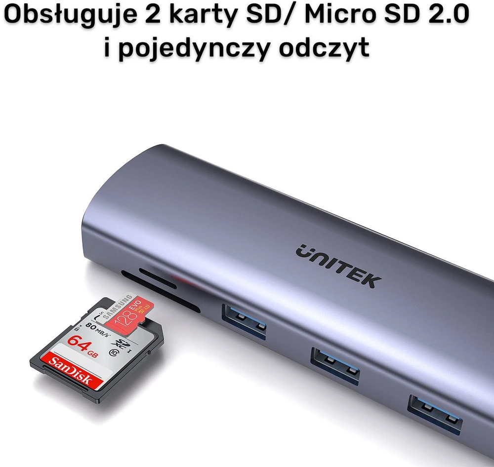 UNITEK 9 viename USB-C šakotuvas, HDMI, VGA, SD, RJ45, PD 100W