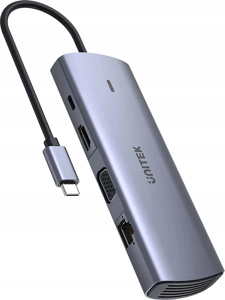 UNITEK 9 viename USB-C šakotuvas, HDMI, VGA, SD, RJ45, PD 100W