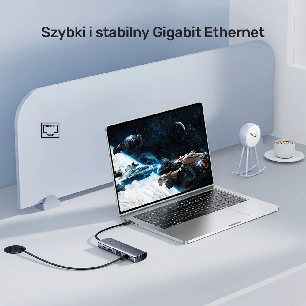 UNITEK 9 viename USB-C šakotuvas, HDMI, VGA, SD, RJ45, PD 100W
