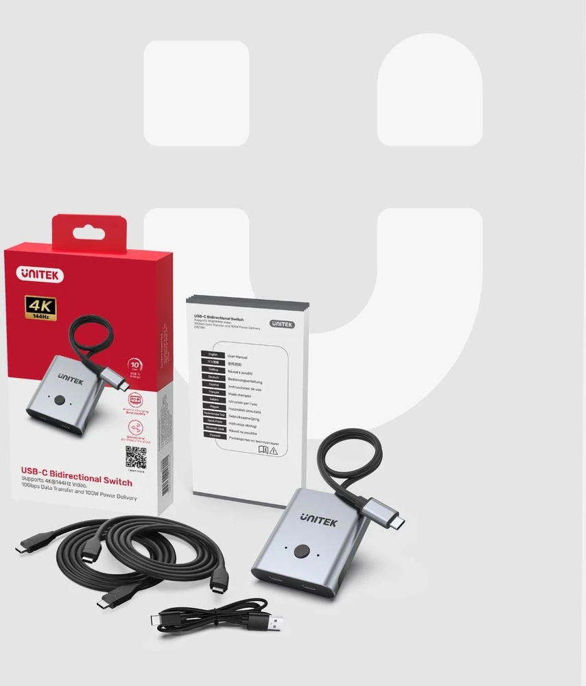 UNITEK D1078A dvikryptis kabelio adapteris USB-C M-F 1m