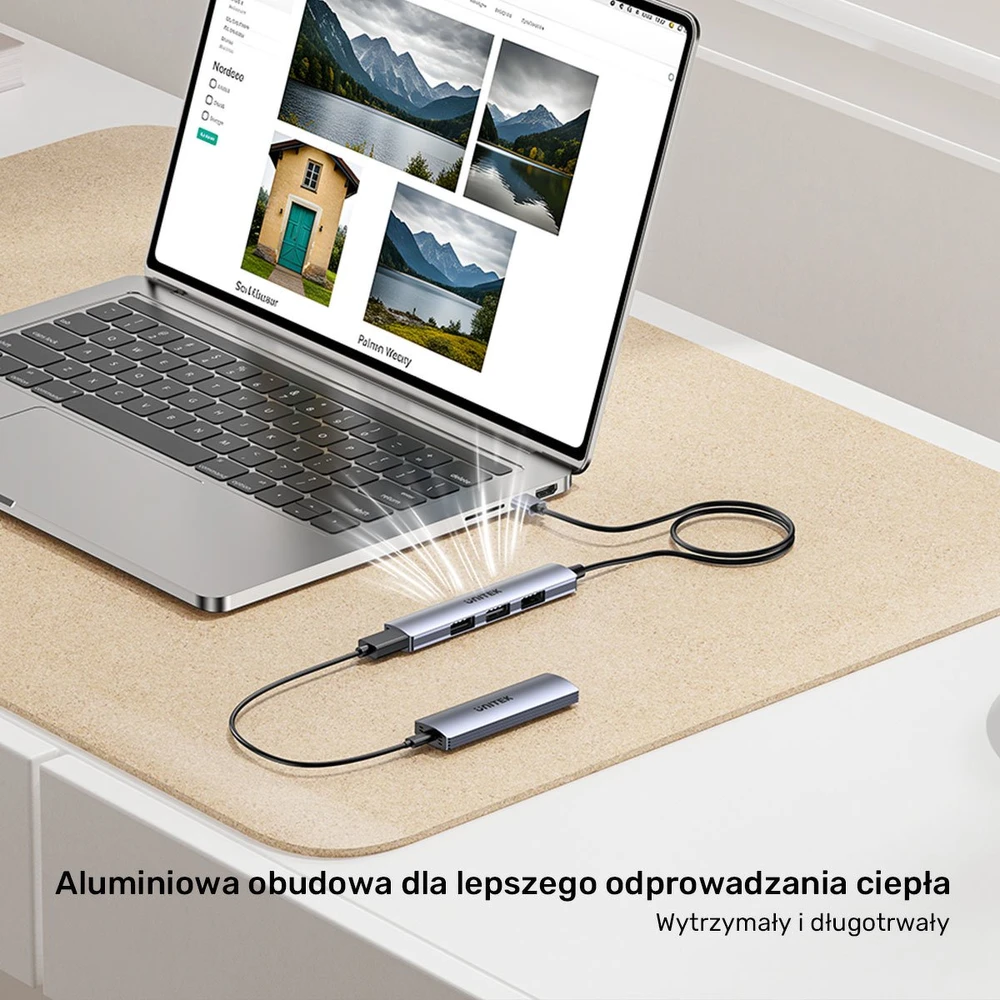 UNITEK kompaktiškas USB-A šakotuvas 3x USB 2.0 + 3.0 5GBPS