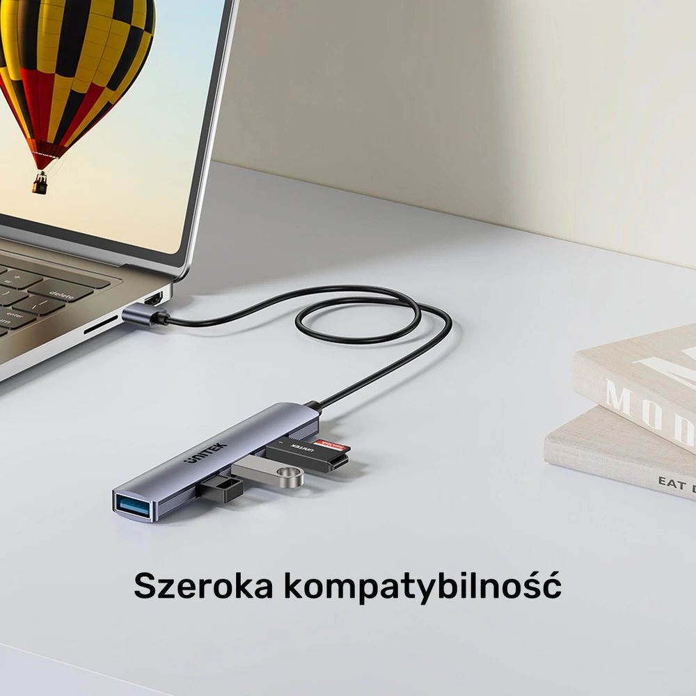 UNITEK kompaktiškas USB-A šakotuvas 3x USB 2.0 + 3.0 5GBPS