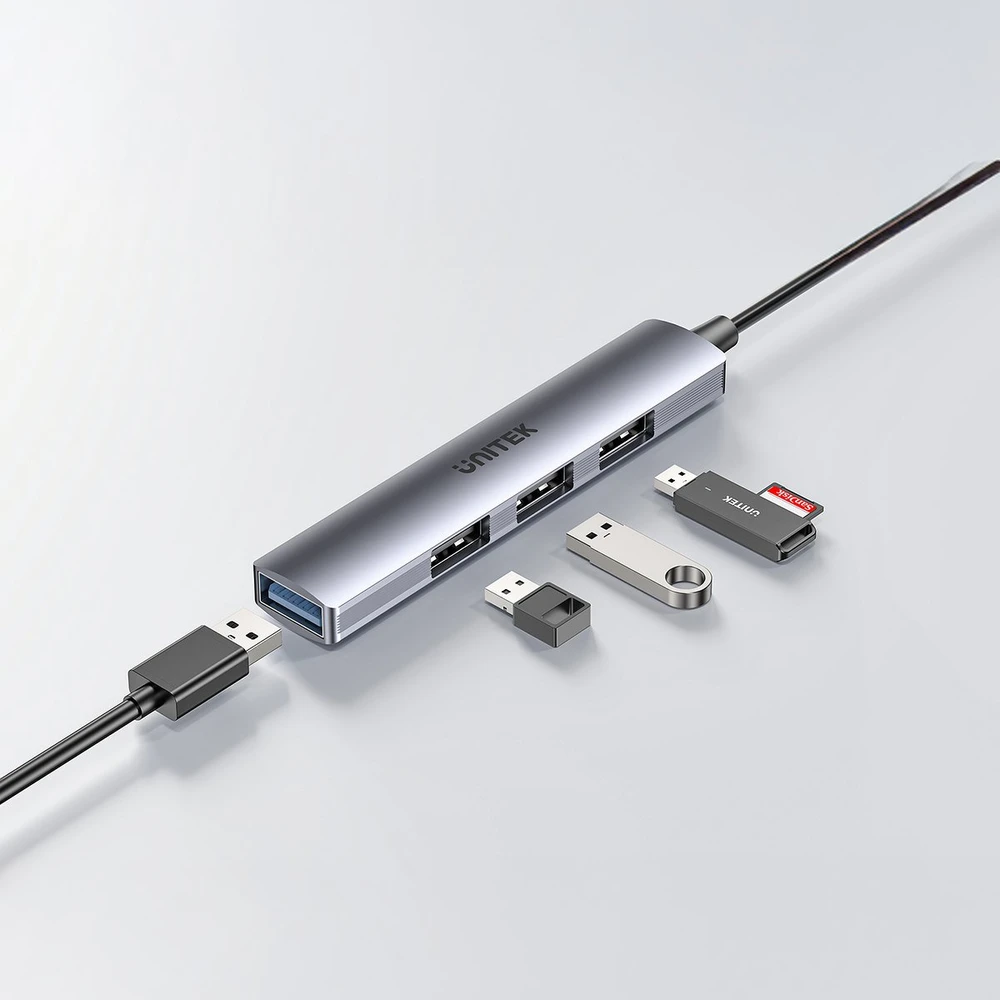 UNITEK kompaktiškas USB-A šakotuvas 3x USB 2.0 + 3.0 5GBPS