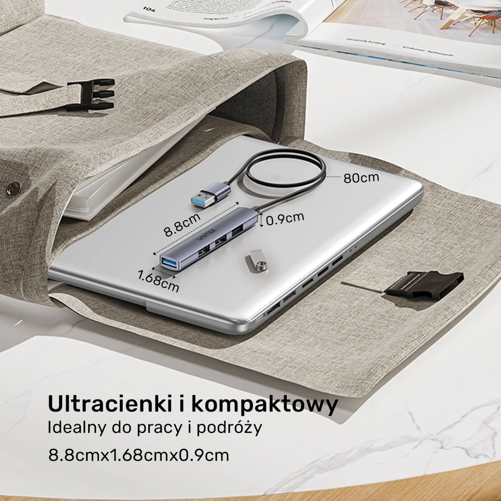UNITEK kompaktiškas USB-A šakotuvas 3x USB 2.0 + 3.0 5GBPS