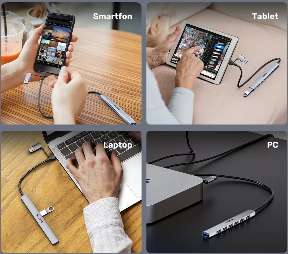 Unitek H1209AGY01 USB-A 5Gbps 7in1 USB šakotuvas