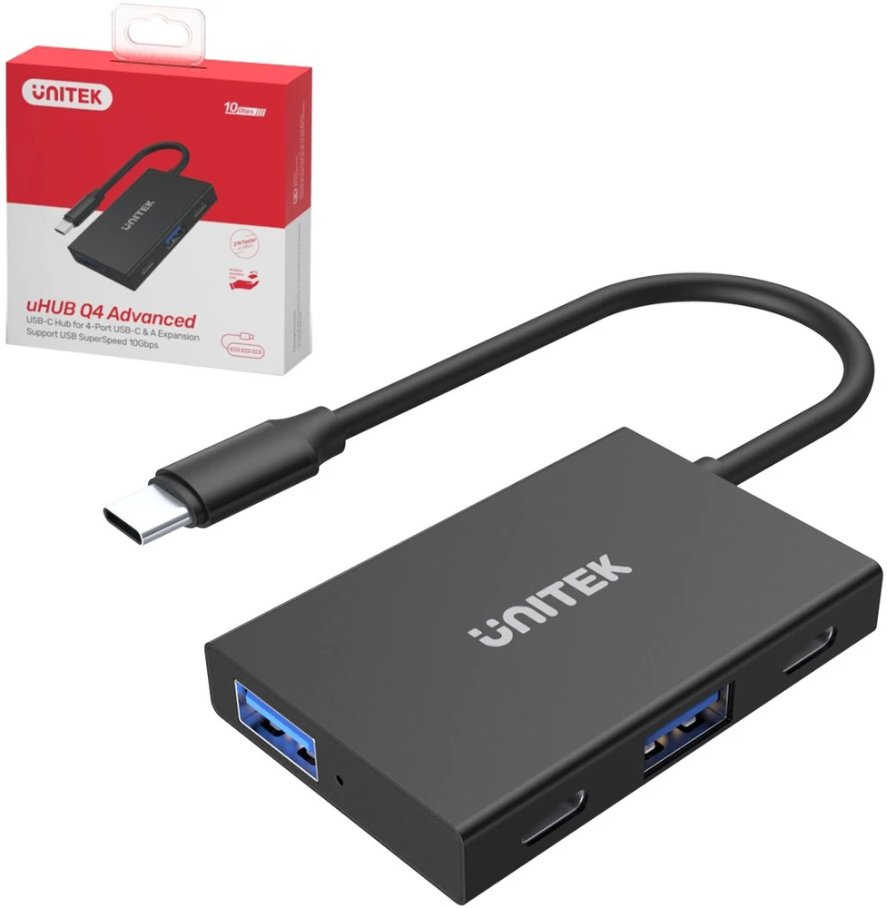 UNITEK H1302A šakotuvas USB-C 10Gbps 2x USB-A 2x USB-C