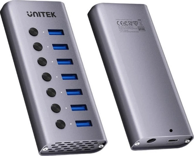 USB-A 3.0 5 Gbps šakotuvas su 7 viename jungikliu Unitek H1314A01-EU