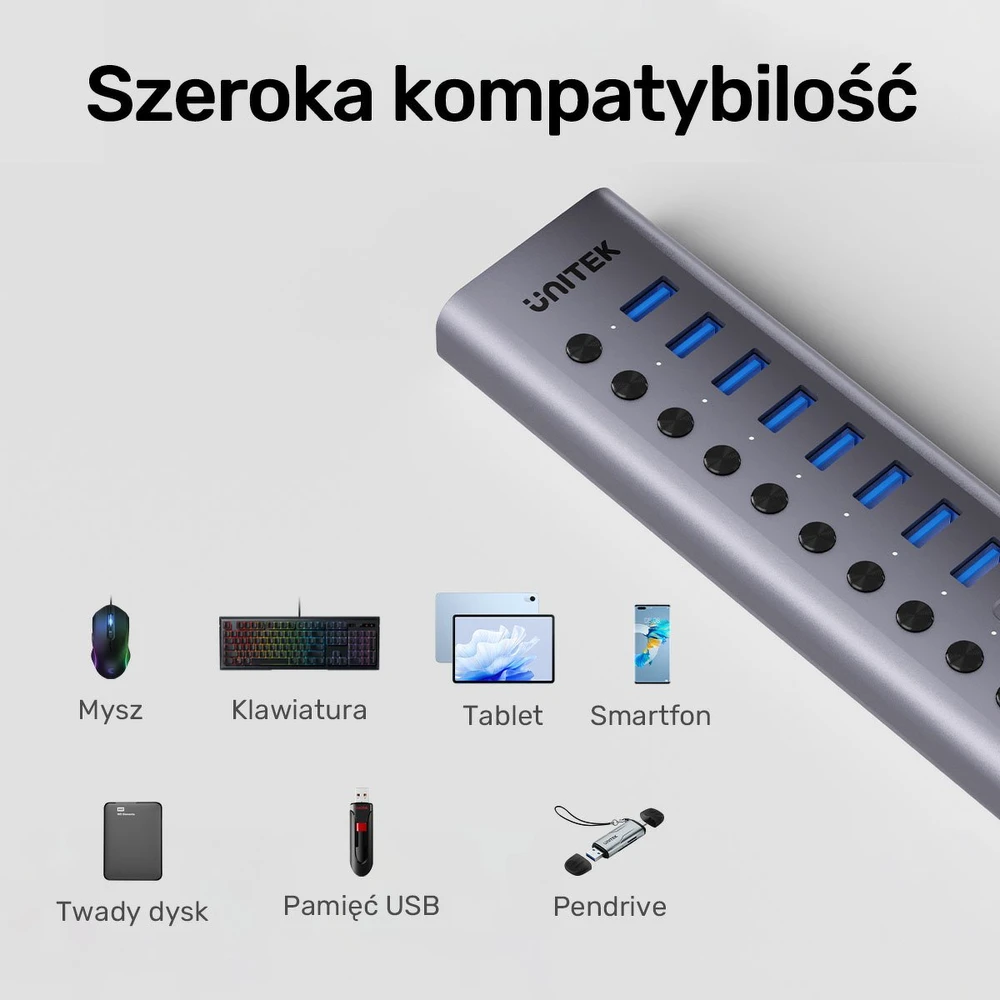 Unitek Hub USB C/USB A 10in1 5Gbps su prievadų jungikliais