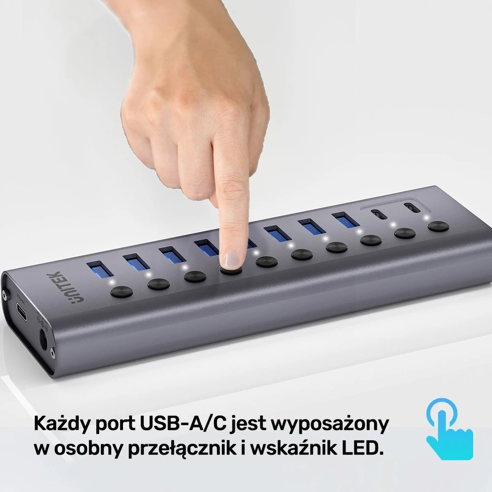 Unitek Hub USB C/USB A 10in1 5Gbps su prievadų jungikliais