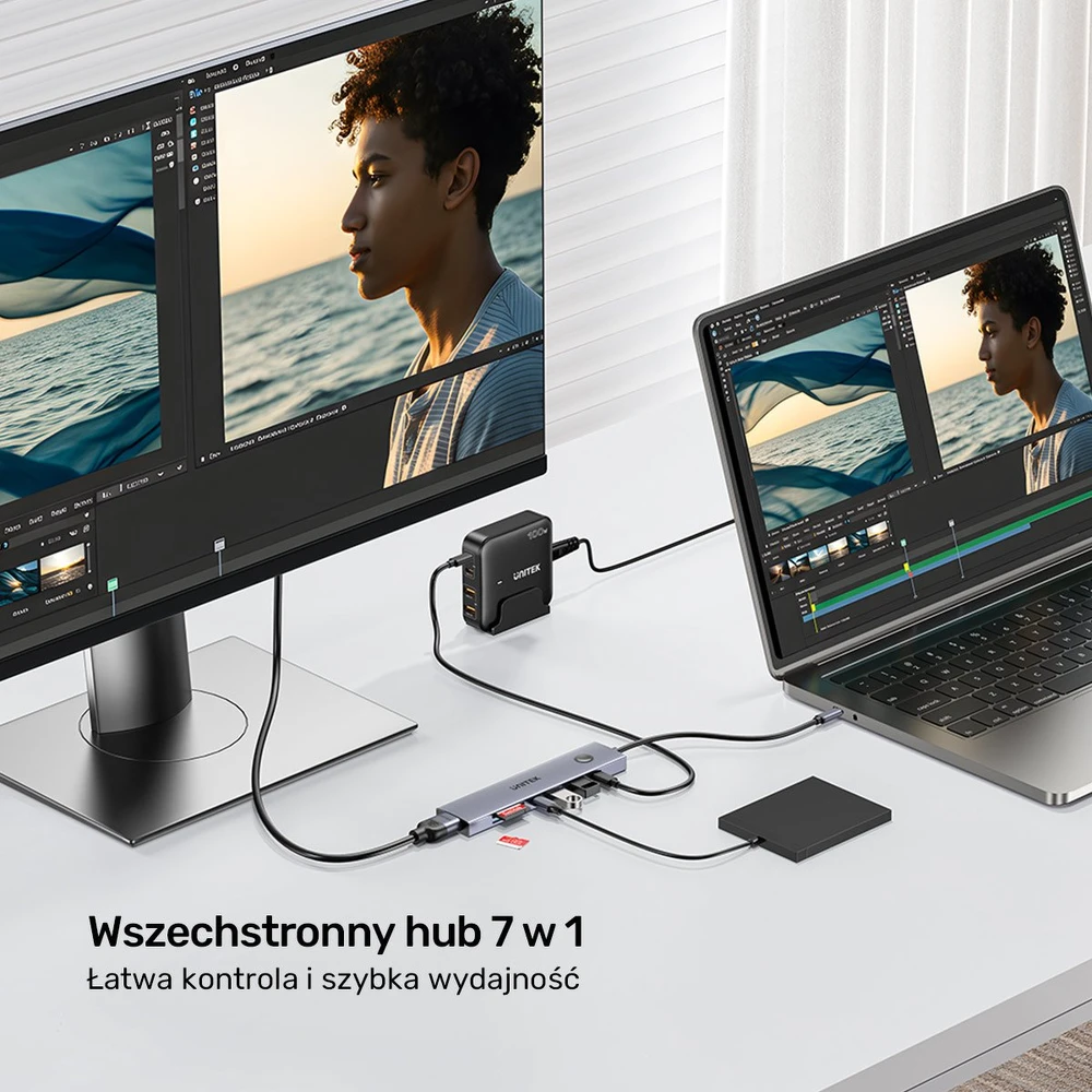 UNITEK USB-C 7-in-1 PD 100W HDMI 2.0 HUB WITH ON/OFF SWITCH