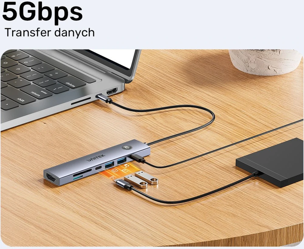 UNITEK USB-C 7-in-1 PD 100W HDMI 2.0 HUB WITH ON/OFF SWITCH