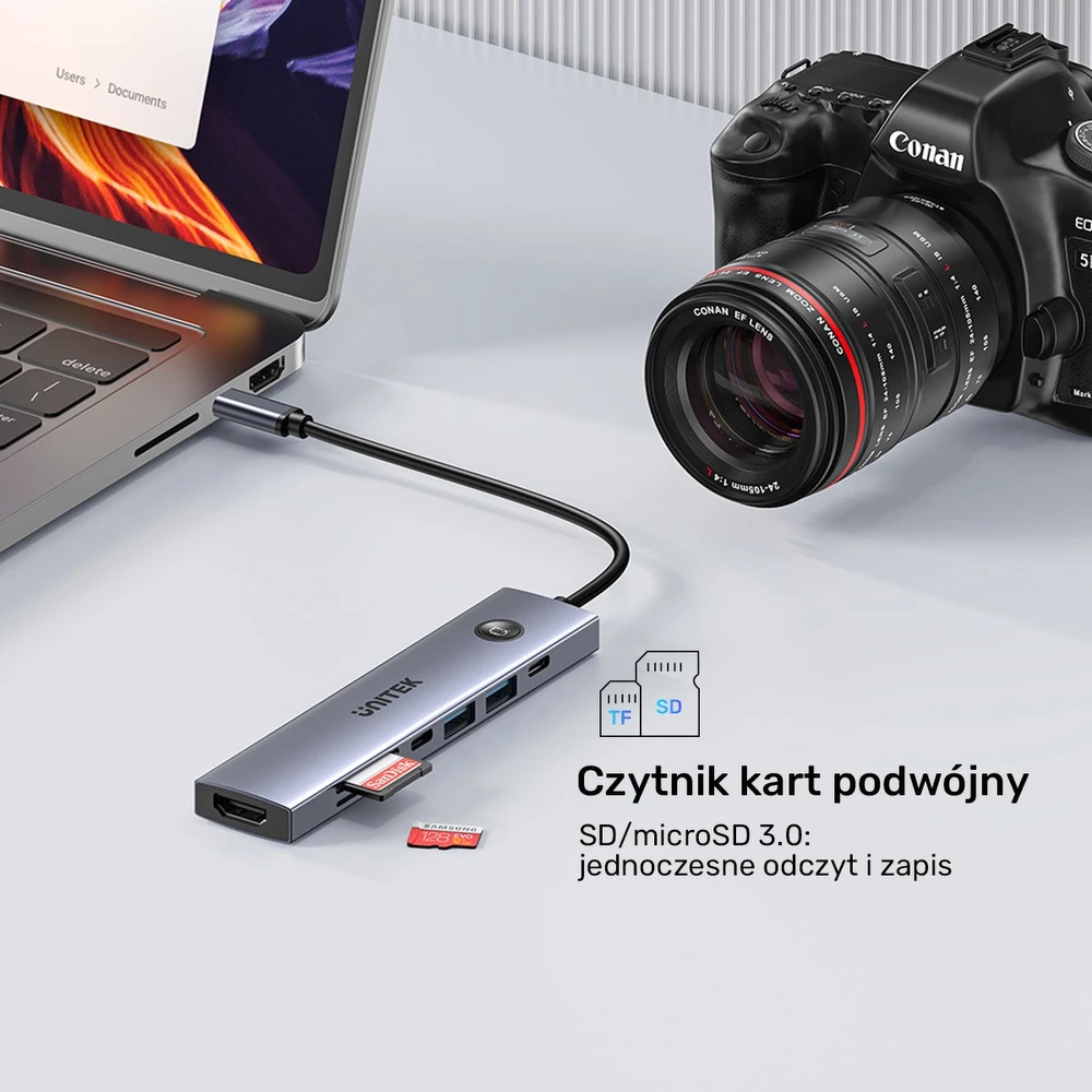 UNITEK USB-C 7-in-1 PD 100W HDMI 2.0 HUB WITH ON/OFF SWITCH