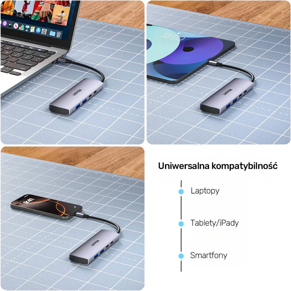 Unitek šakotuvas 4w1 USB-C 10 Gbps, 2x USB-A ir 2x USB-C H1112DGY01