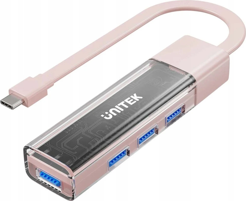 Unitek Hub dvikryptis USB C/USB A 5Gbps rožinis