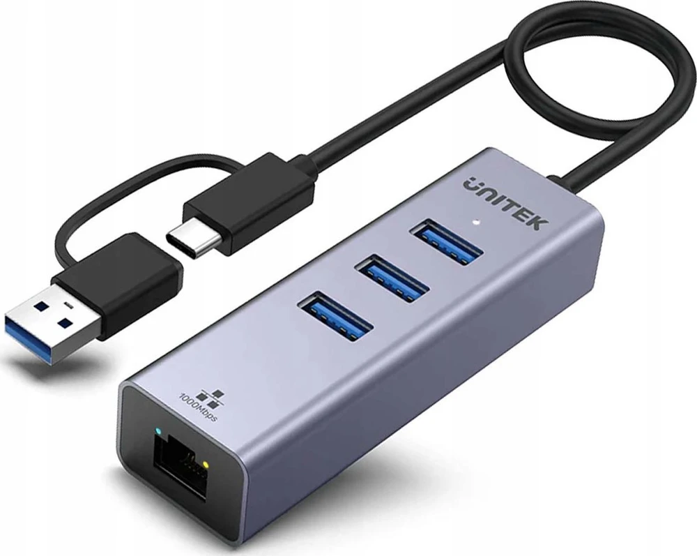 Unitek USB šakotuvas su 1Gbps Ethernet prievadu
