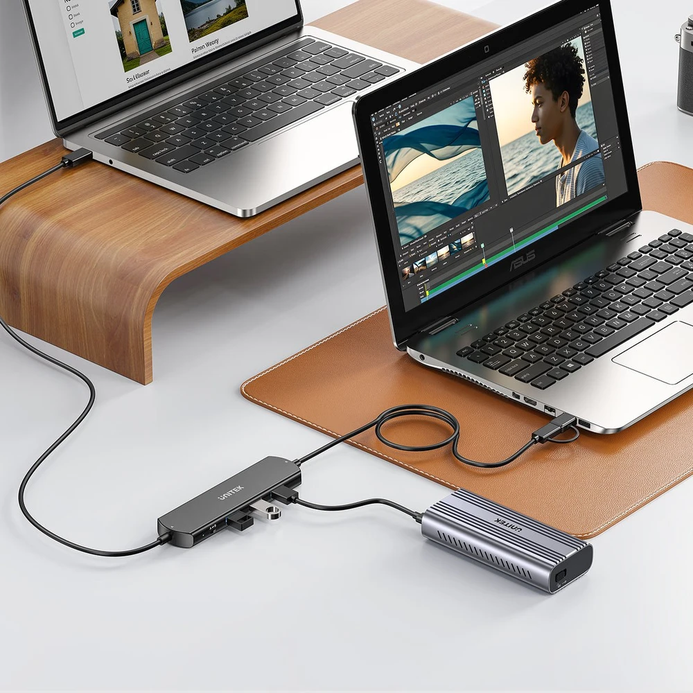 Ausinės Unitek KVM šakotuvas 10 Gbps – perjungimas tarp 2 kompiuterių, 3×USB-A