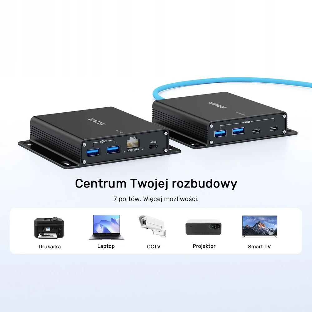 „Unitek“ USB 5 Gb/s prailginimo kabelis, 100 m per Ethernet į šakotuvą