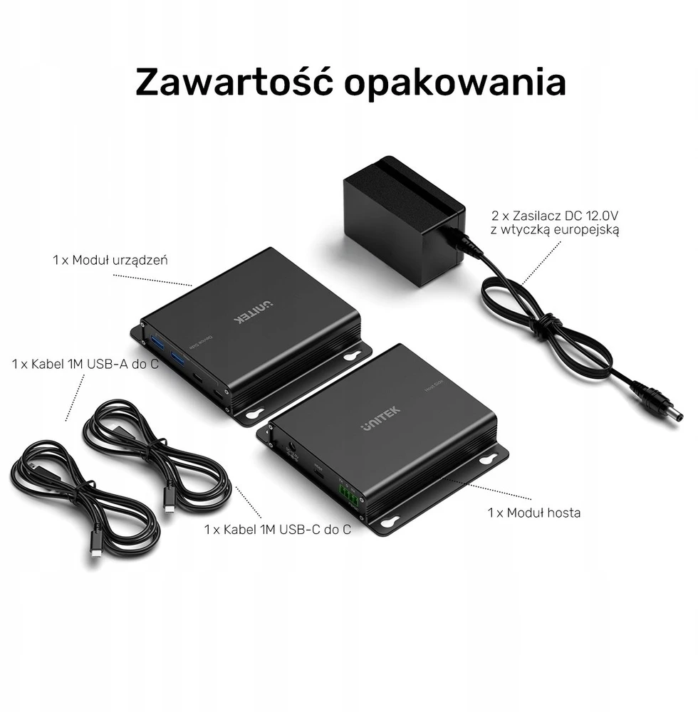 „Unitek“ USB 5 Gb/s prailginimo kabelis, 100 m per Ethernet į šakotuvą