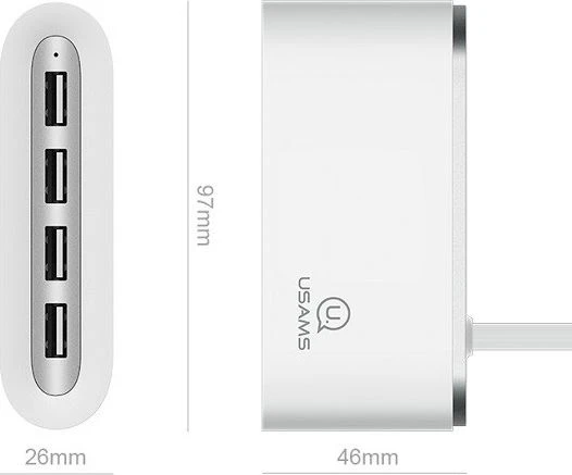 USAMS ADAPTER HUB 4XUSB 2.0 Baltas