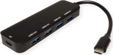 Value HUB USB vertė VERtė koncentratorius USB 3.2 Gen 1, 4 prievadai, C tipo jungties laidas, su 1 PD prievadu