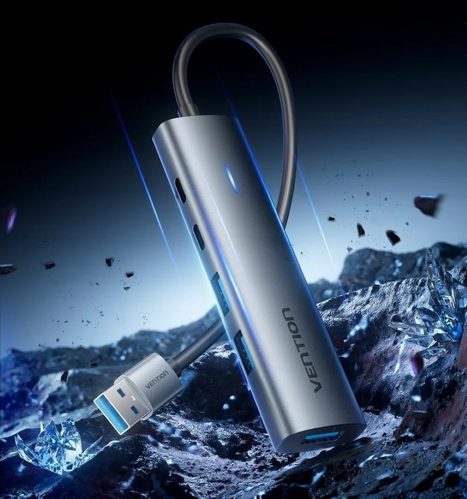 5v1 USB šakotuvas su AVention 0.15m