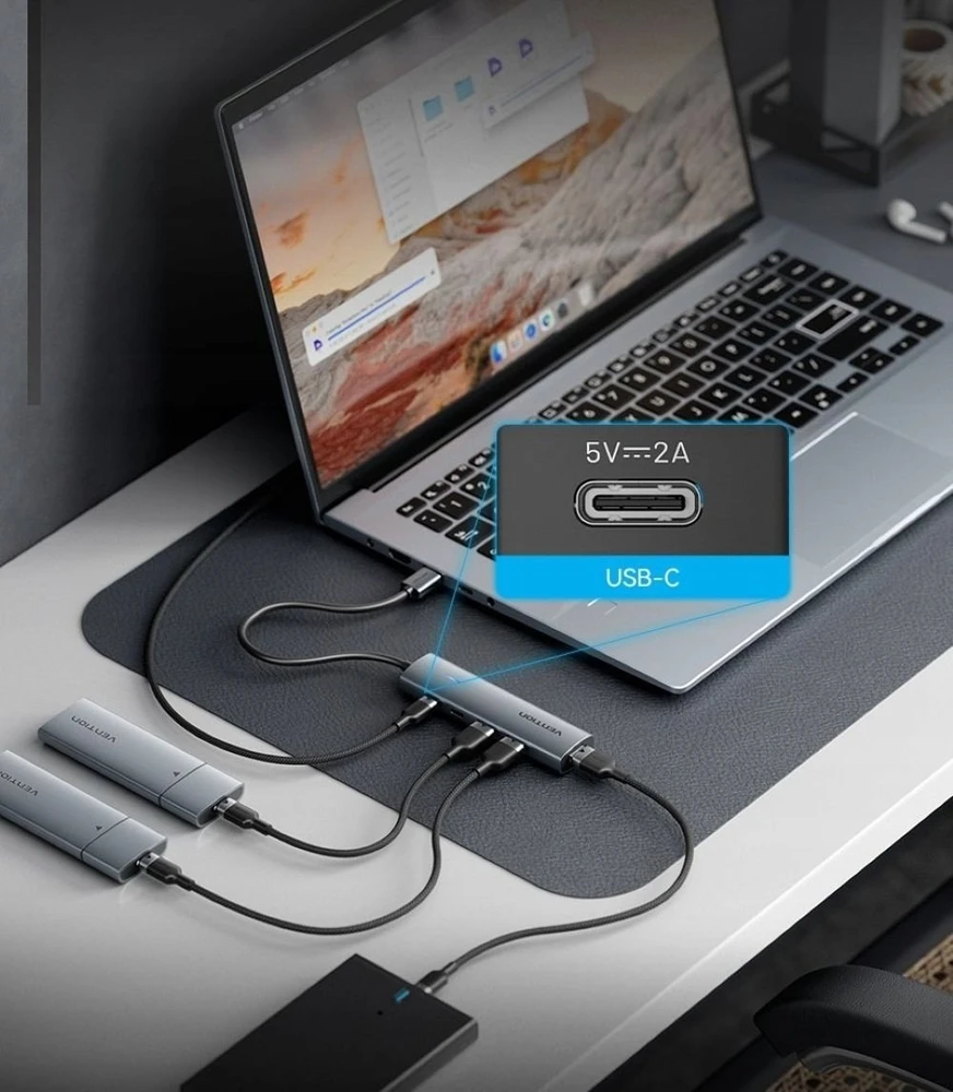 5v1 USB šakotuvas su AVention 0.15m