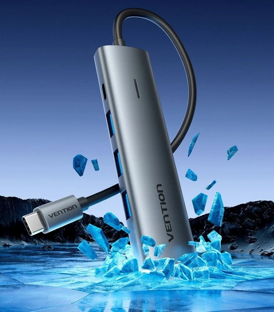 Vention USB-C 5v1 šakotuvas su ledo efektu