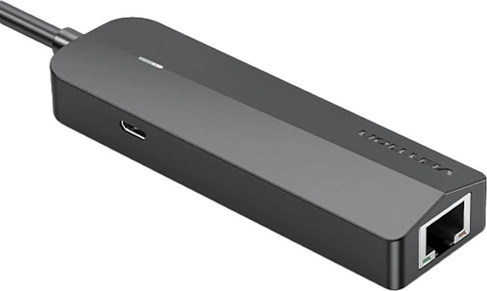 Vention USB 2.0 3 prievadų šakotuvas su eterneto adapteriu 100 m ventiliacija CHPBB 0.15 m, juodas