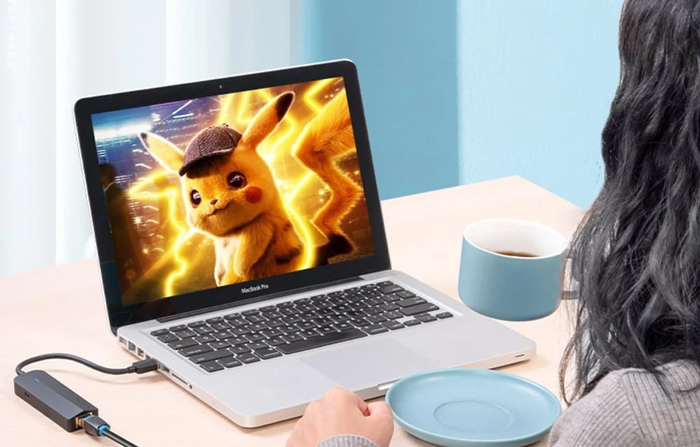 Vention USB adapteris prijungtas prie nešiojamojo kompiuterio