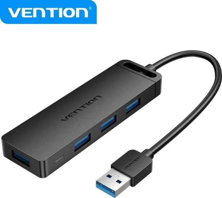Vention USB 3.0 4 prievadų šakotuvas su maitinimo adapterio ventiliacija CHLBD 0.5 m, juodas