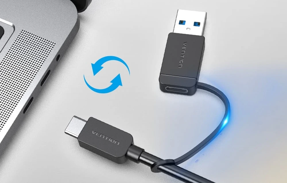 Vention USB 3.0 4 prievadų šakotuvas su USB-C ir USB 3.0 2-in-1 sąsaja ir maitinimo adapterio ventiliacija CHTBB 0.15 m